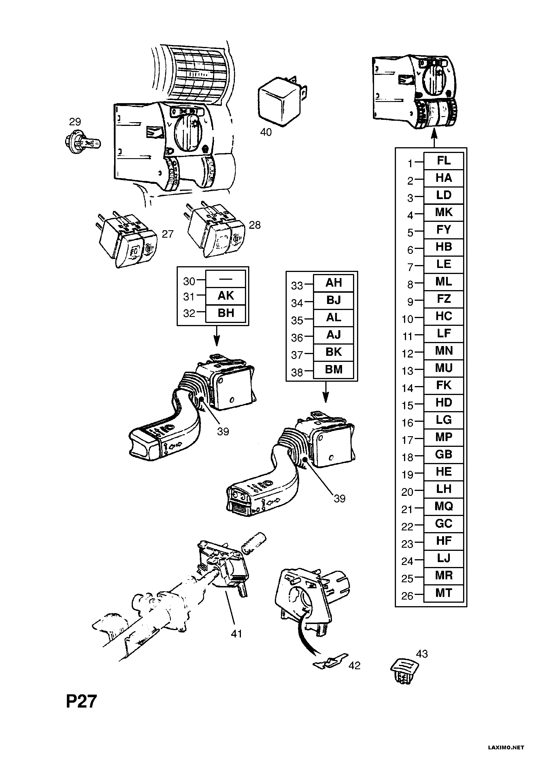 Vauxhall 12 41 250 - Comutator coloana directie parts5.com